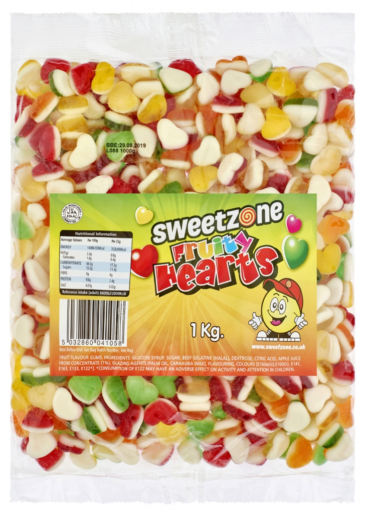 1kg Bulk Fruity Hearts - Sweetzone