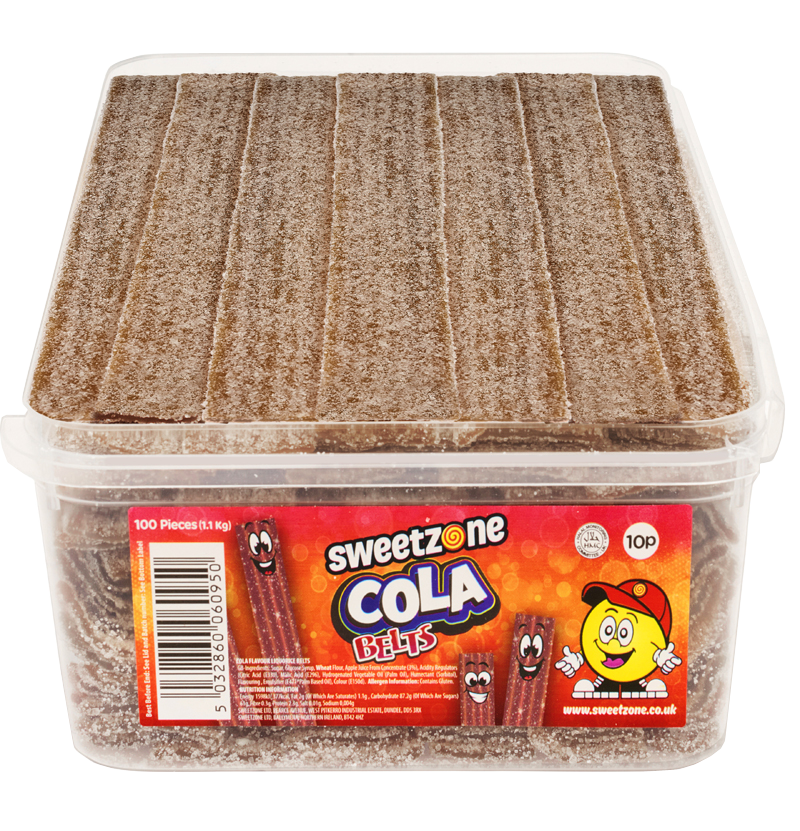 Sweetzone 10p Cola Belts – fizzy brown candy belts with classic cola taste