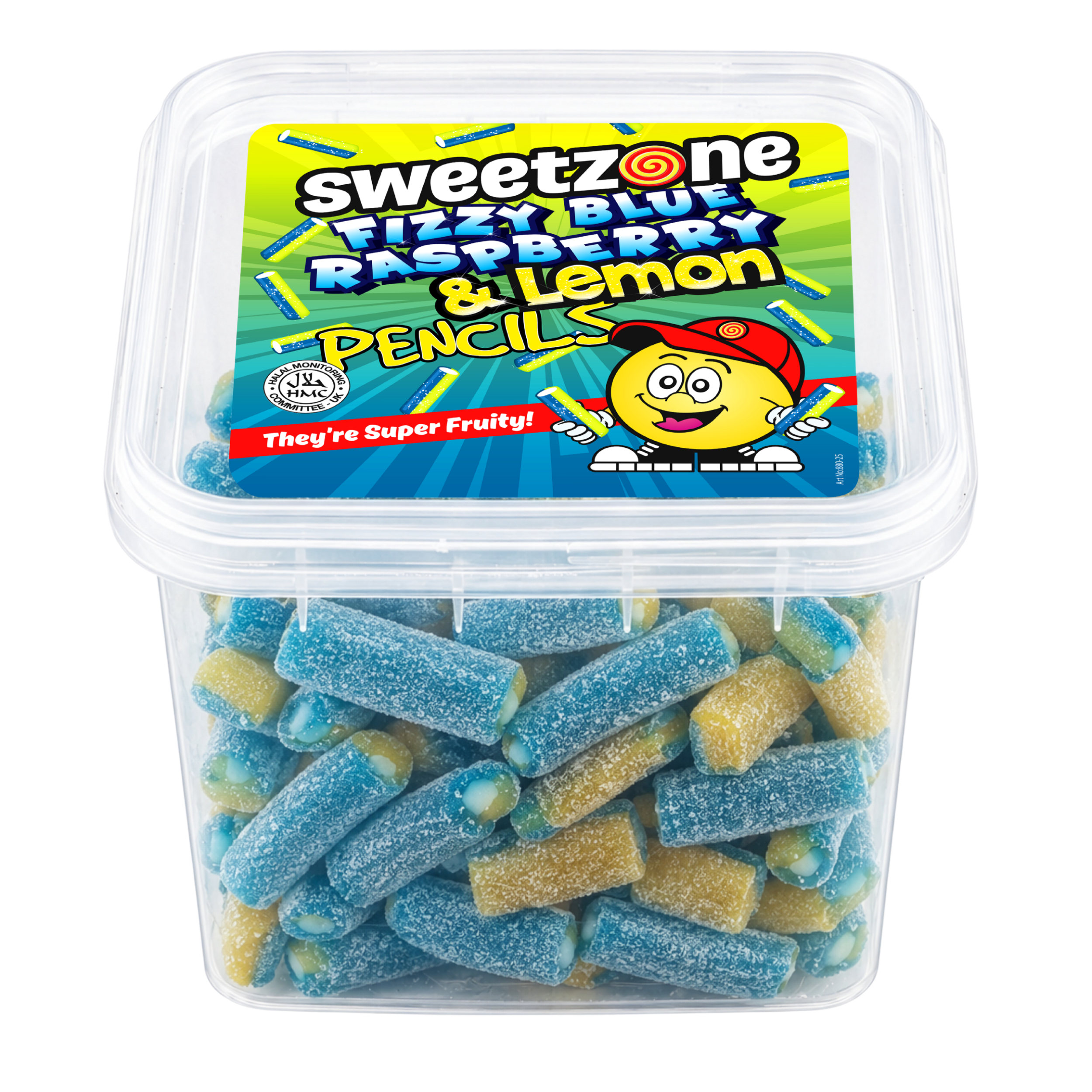 Sweetzone Fizzy Blue Raspberry and Lemon Pencils 170g Mini Tub