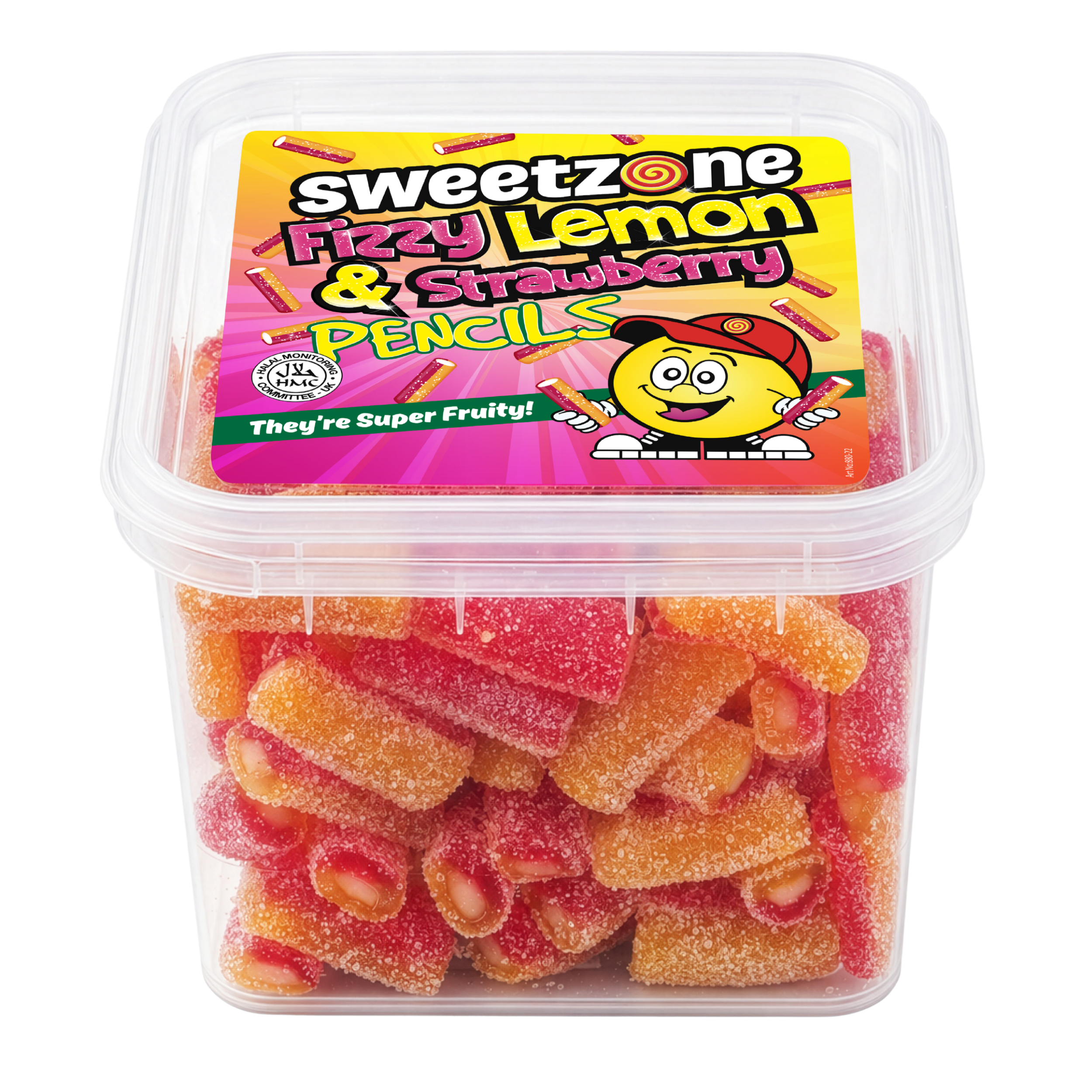 Sweetzone Fizzy Lemon and Red Pencils 170g Mini Tub